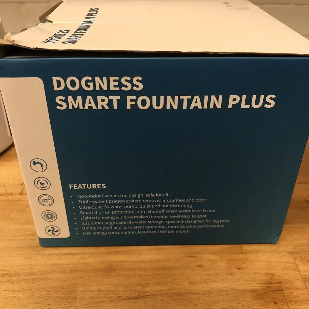 Dogness Pet Smart Water Fountain PLUS (LARGE PETS) White Auto Shuts Off 3.2 L